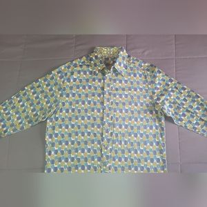 Robert Graham L/S shirt painted dots unique rare design Size L 23"x29"